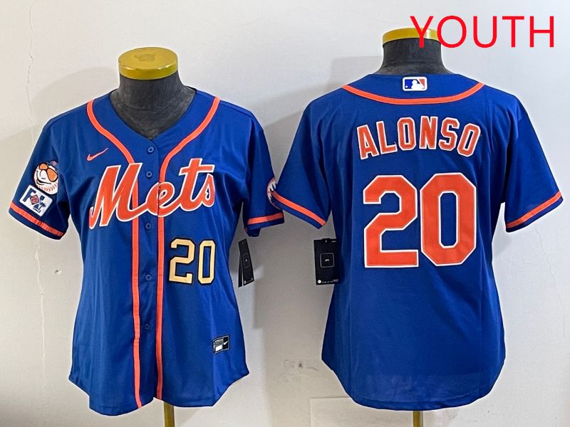 Youth New York Mets #20 Alonso Blue Game Fashion 2025 Nike MLB Jersey style 3